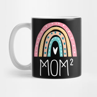 Funny Mom2 Rainbow Gifts Twin Mom Mama Of Two Mug